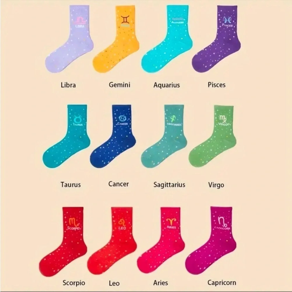 Zodiac Sign Crew Socks with Constellation